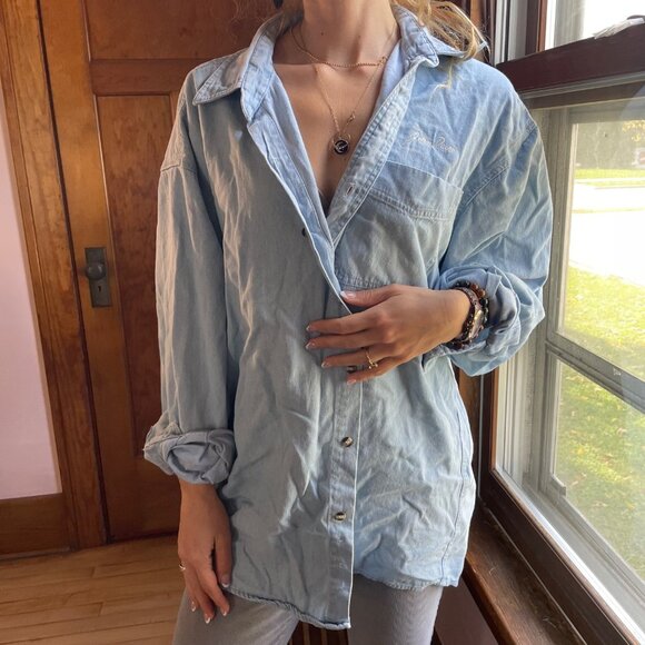 Most Wanted Tops - VTG  90s John Deere Light Wash Denim Button Down Shirt XL Most Wanted Cabincore